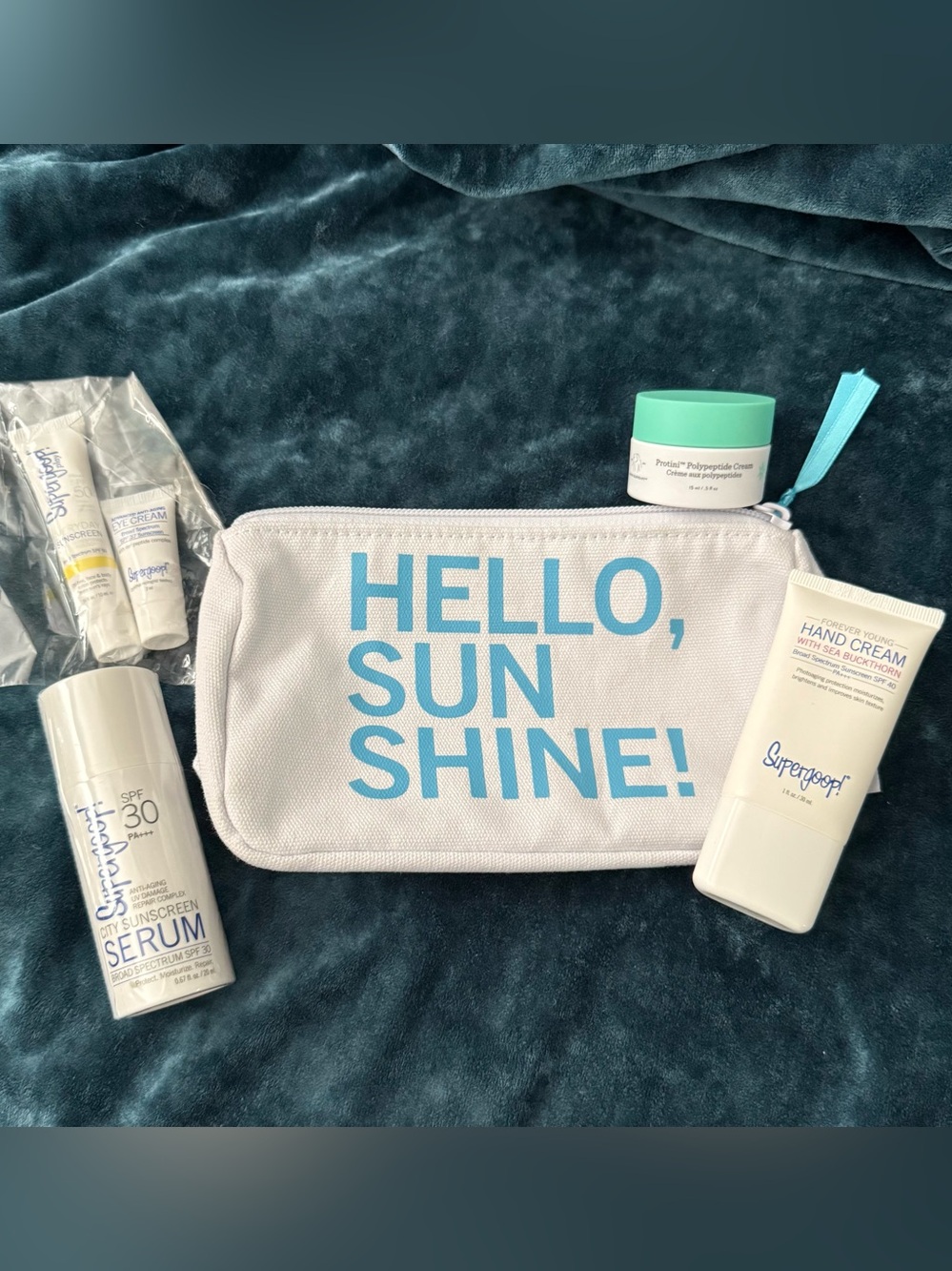 Supergoop Essential Set- New HELLO SUNSHINE & Drunk Elephant Bonus